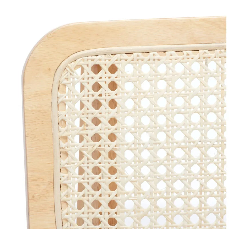 Chaise de salle à manger moderne du milieu du siècle avec dossier en cannage et cadre en bois massif