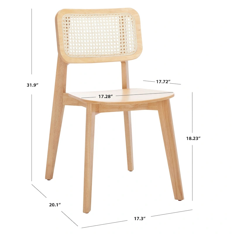 Chaise de salle à manger moderne du milieu du siècle avec dossier en cannage et cadre en bois massif