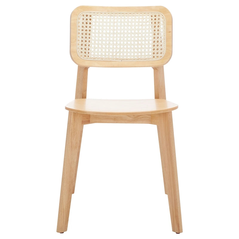 Chaise de salle à manger moderne du milieu du siècle avec dossier en cannage et cadre en bois massif