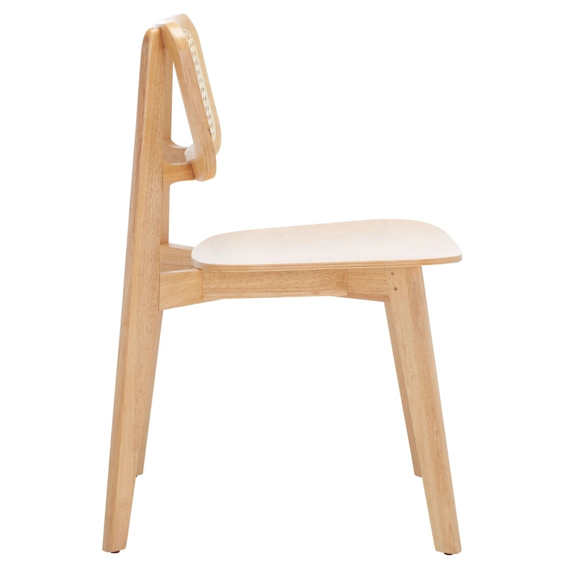 Chaise de salle à manger moderne du milieu du siècle avec dossier en cannage et cadre en bois massif