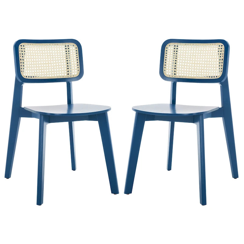 Chaise de salle à manger moderne du milieu du siècle avec dossier en cannage et cadre en bois massif