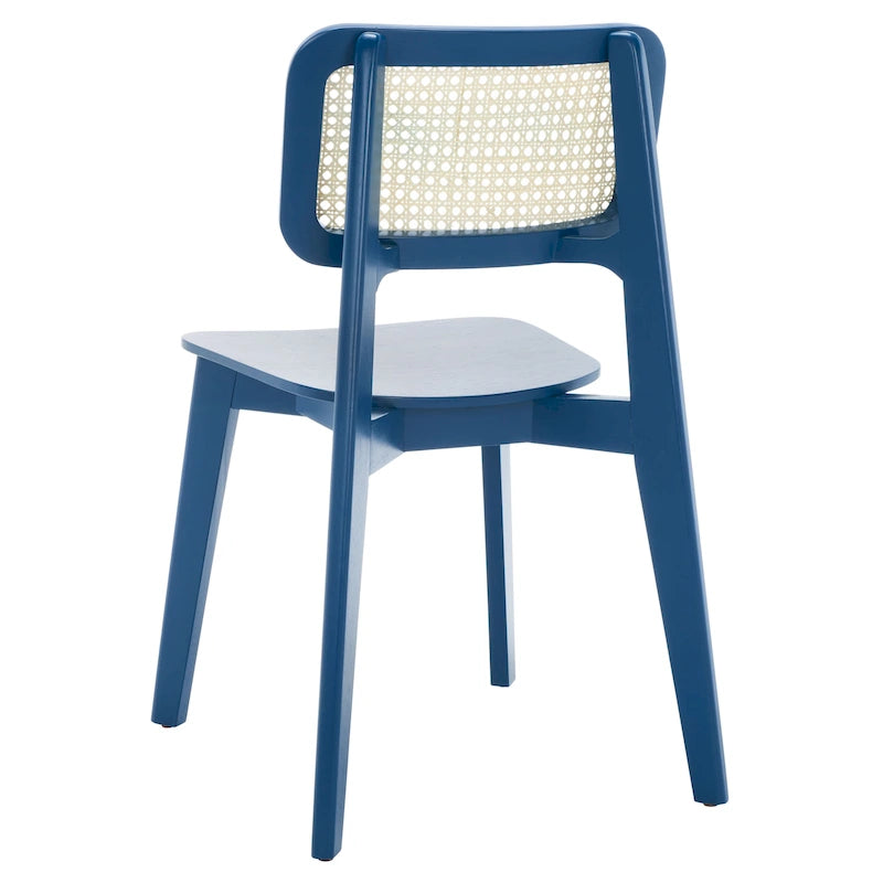 Chaise de salle à manger moderne du milieu du siècle avec dossier en cannage et cadre en bois massif