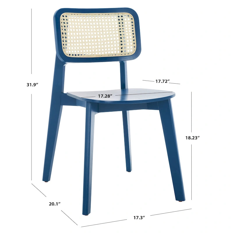 Chaise de salle à manger moderne du milieu du siècle avec dossier en cannage et cadre en bois massif