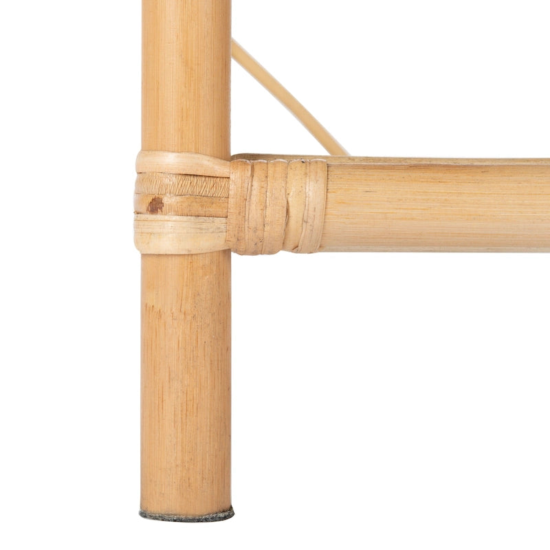 Table de chevet avec 1 tiroir, 1 étagère et rangement ouvert en bambou et rotin