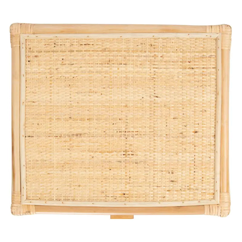 Table de chevet avec 1 tiroir, 1 étagère et rangement ouvert en bambou et rotin