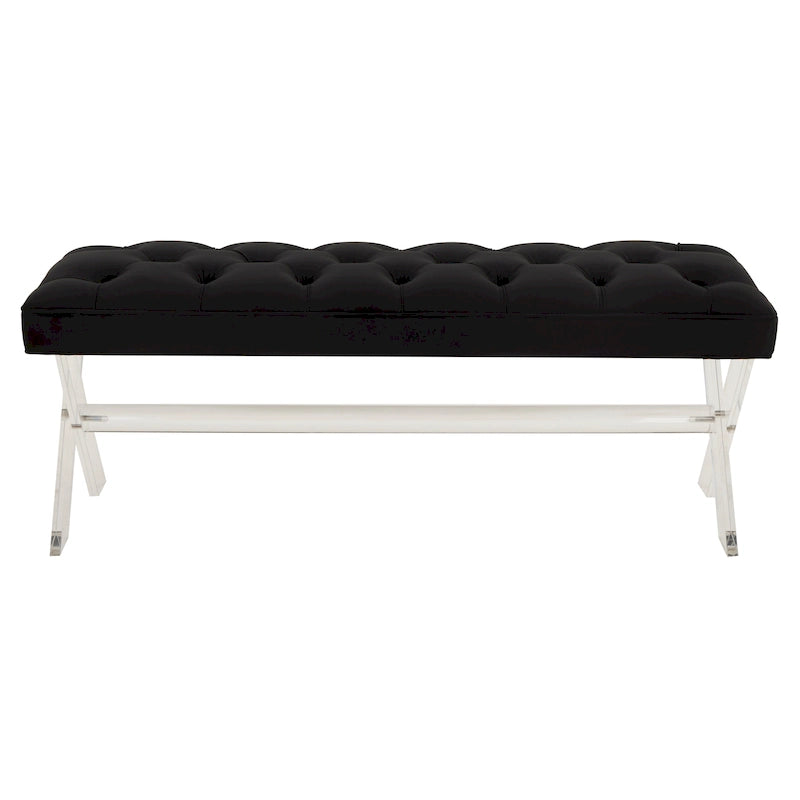 Banc touffeté en velours avec pieds en acrylique Chambre Entrée Blanc