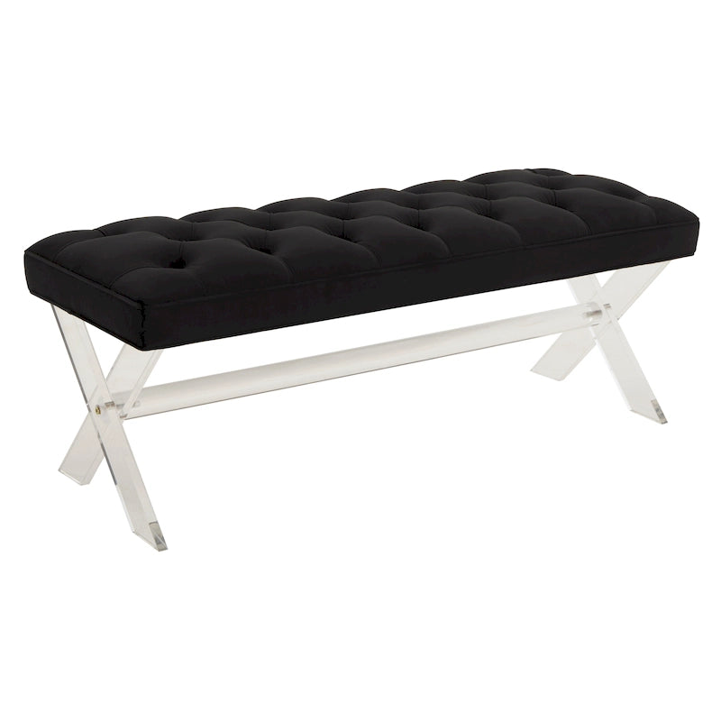 Banc touffeté en velours avec pieds en acrylique Chambre Entrée Blanc