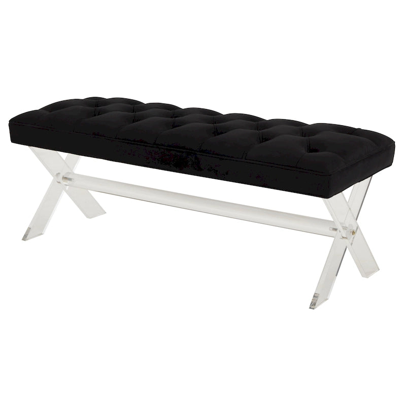 Banc touffeté en velours avec pieds en acrylique Chambre Entrée Blanc