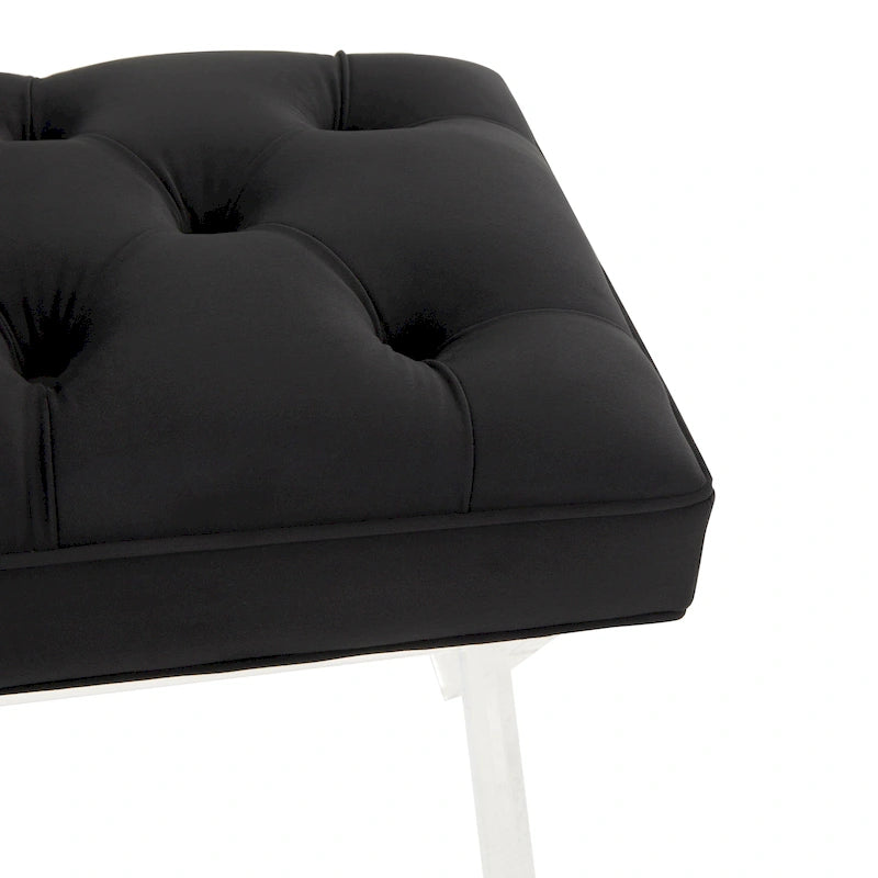 Banc touffeté en velours avec pieds en acrylique Chambre Entrée Blanc