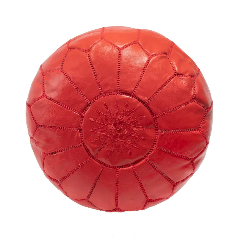 Pouf ottoman rond en cuir fait main marron
