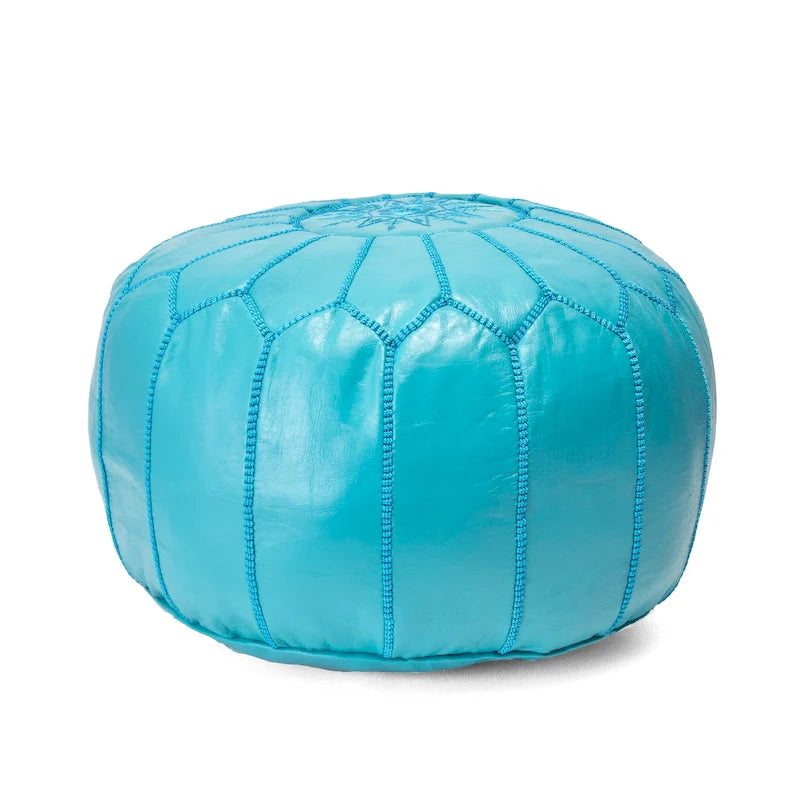 Pouf ottoman rond en cuir fait main marron