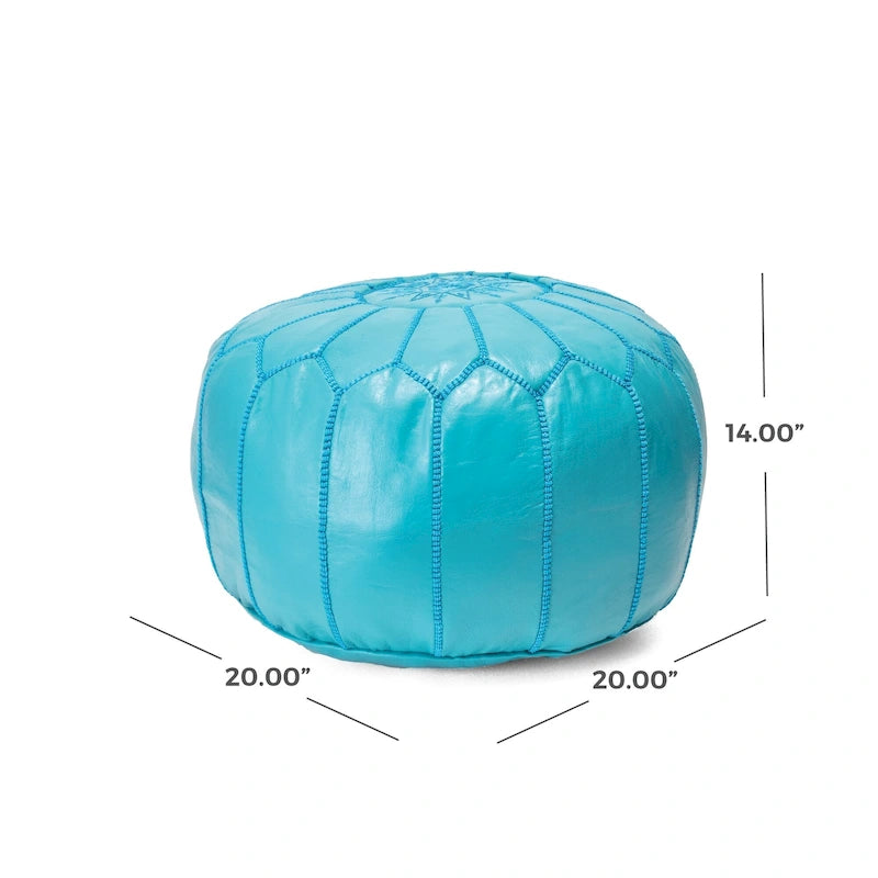 Pouf ottoman rond en cuir fait main marron