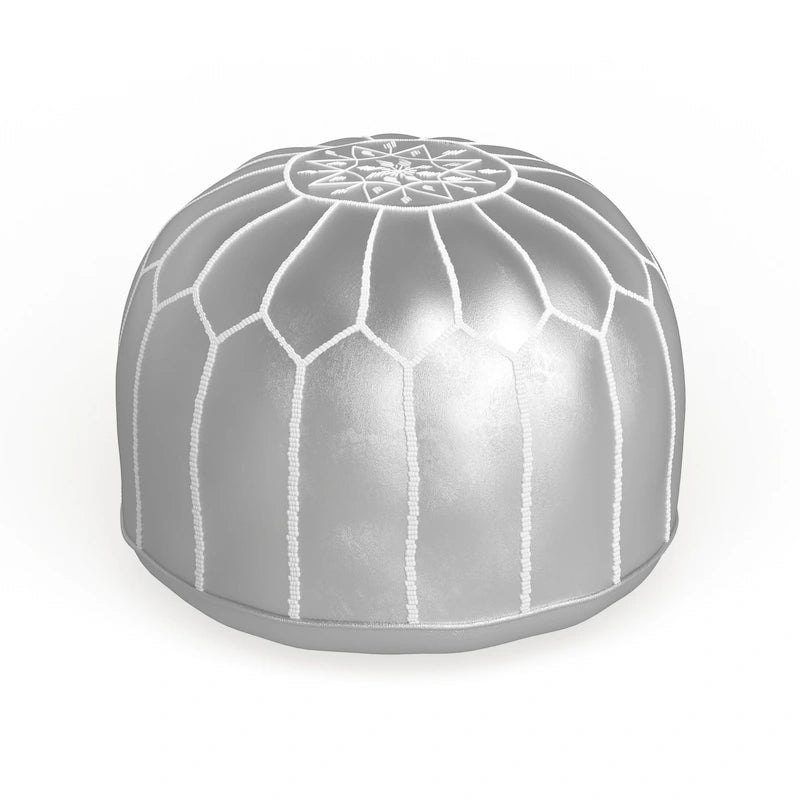 Pouf ottoman rond en cuir fait main marron