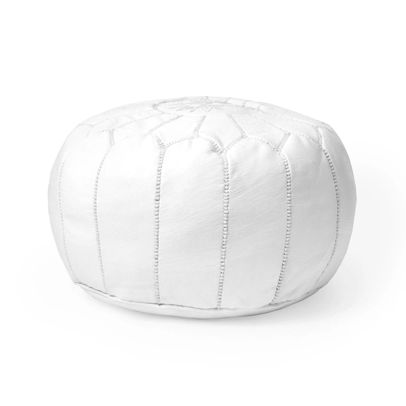 Pouf ottoman rond en cuir fait main marron