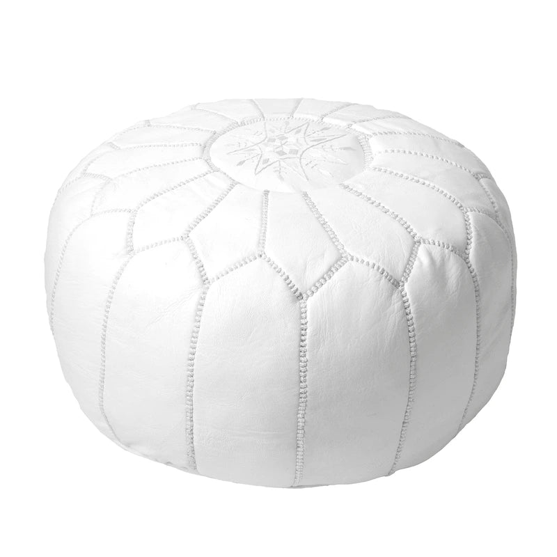 Pouf ottoman rond en cuir fait main marron