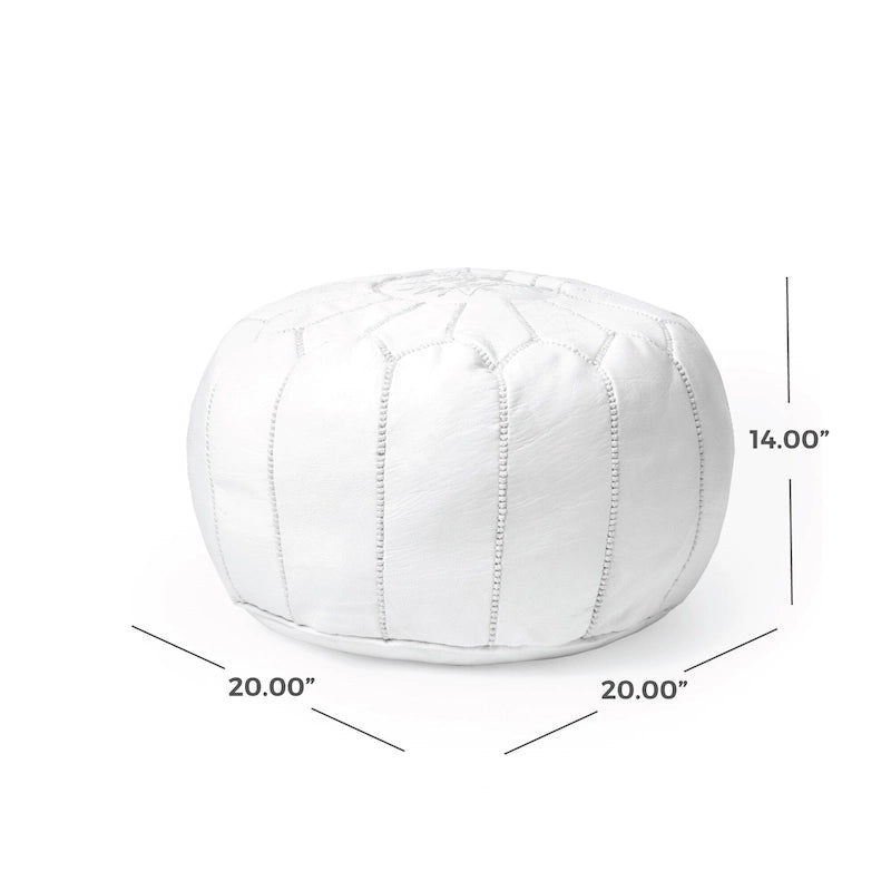 Pouf ottoman rond en cuir fait main marron