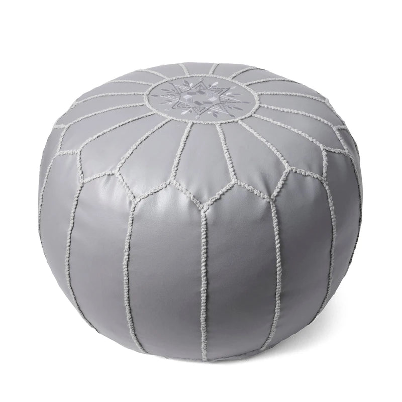 Pouf ottoman rond en cuir fait main marron