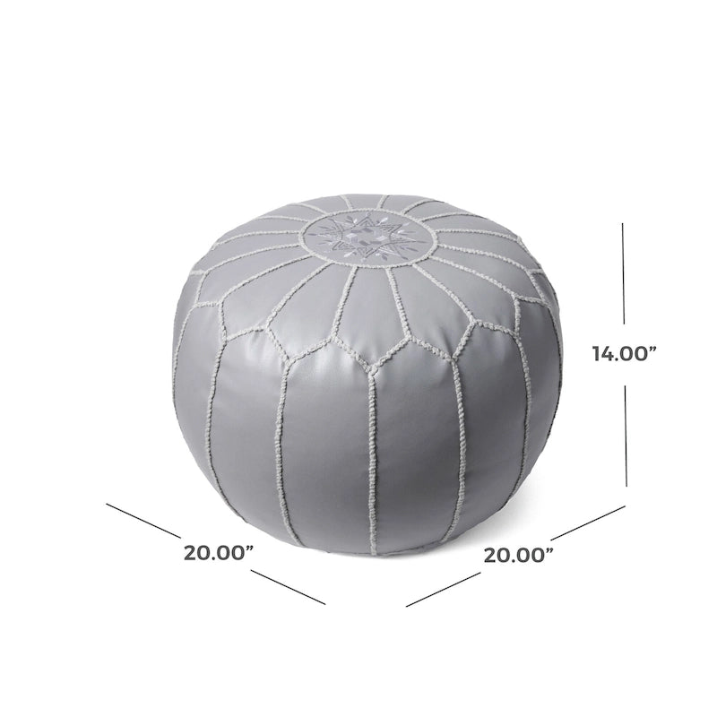 Pouf ottoman rond en cuir fait main marron