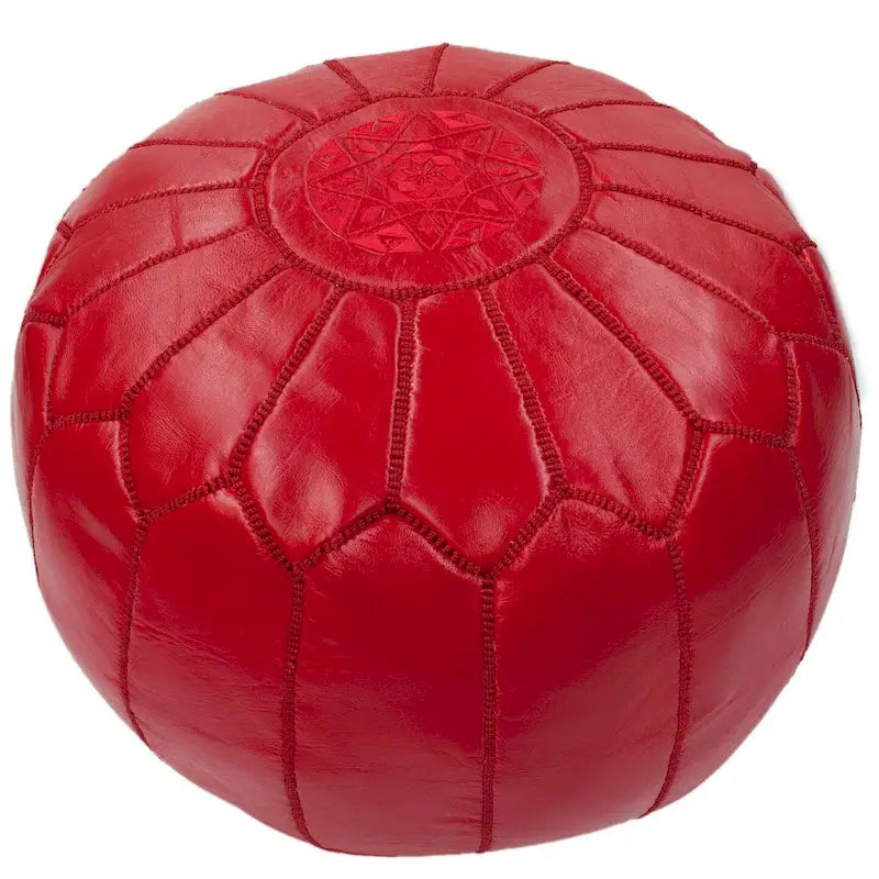 Pouf ottoman rond en cuir fait main marron