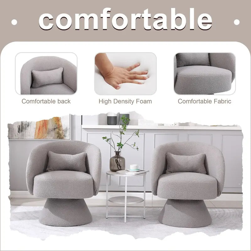 Fauteuil d'appoint pivotant rembourré avec coussin