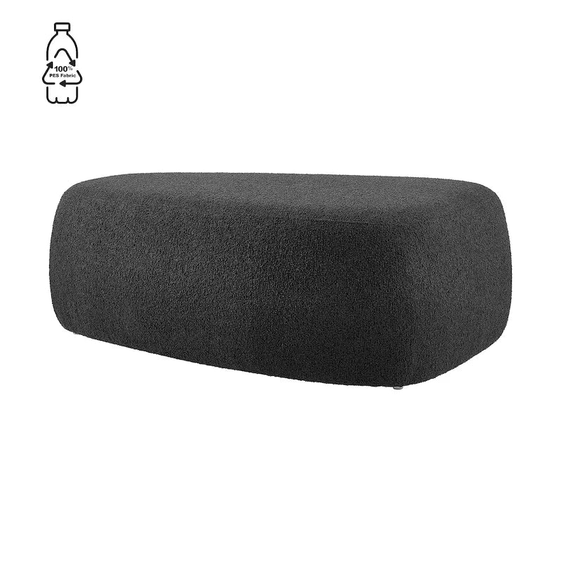 Tabouret de repose-pieds ottoman rond rembourré en boucle, couleur anthracite et beige