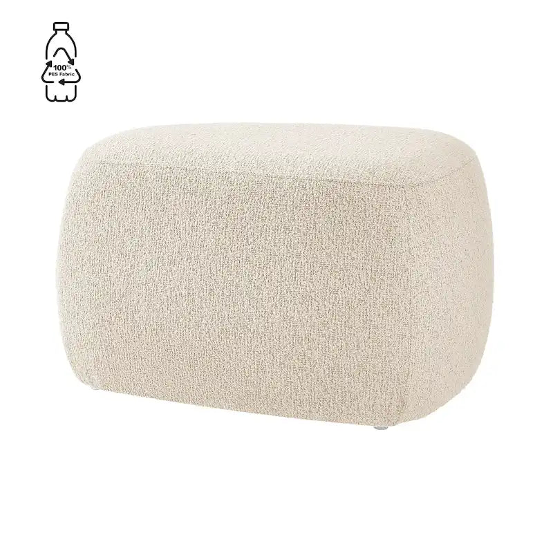 Tabouret de repose-pieds ottoman rond rembourré en boucle, couleur anthracite et beige