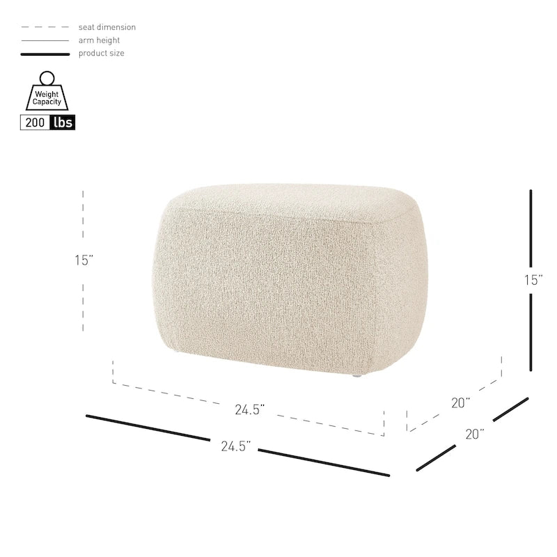 Tabouret de repose-pieds ottoman rond rembourré en boucle, couleur anthracite et beige