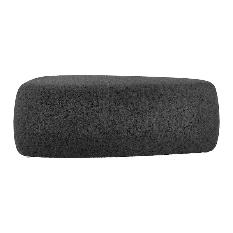 Tabouret de repose-pieds ottoman rond rembourré en boucle, couleur anthracite et beige