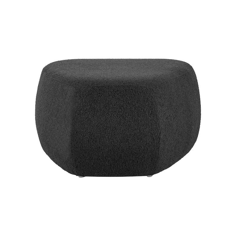 Tabouret de repose-pieds ottoman rond rembourré en boucle, couleur anthracite et beige