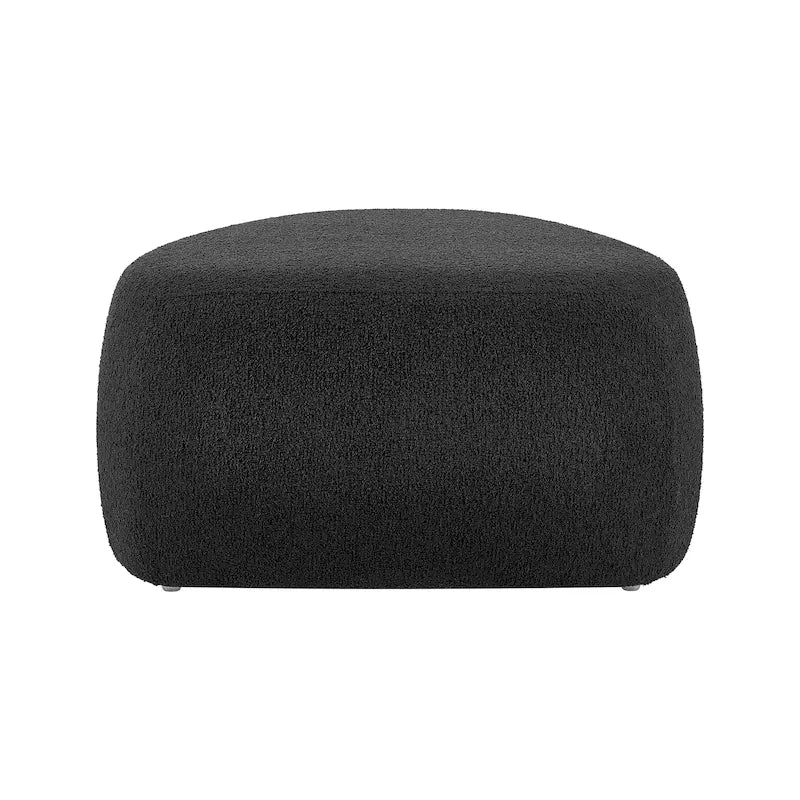 Tabouret de repose-pieds ottoman rond rembourré en boucle, couleur anthracite et beige