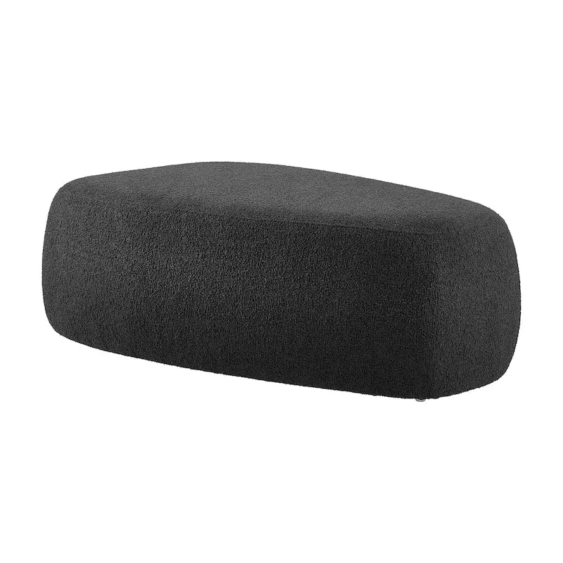 Tabouret de repose-pieds ottoman rond rembourré en boucle, couleur anthracite et beige