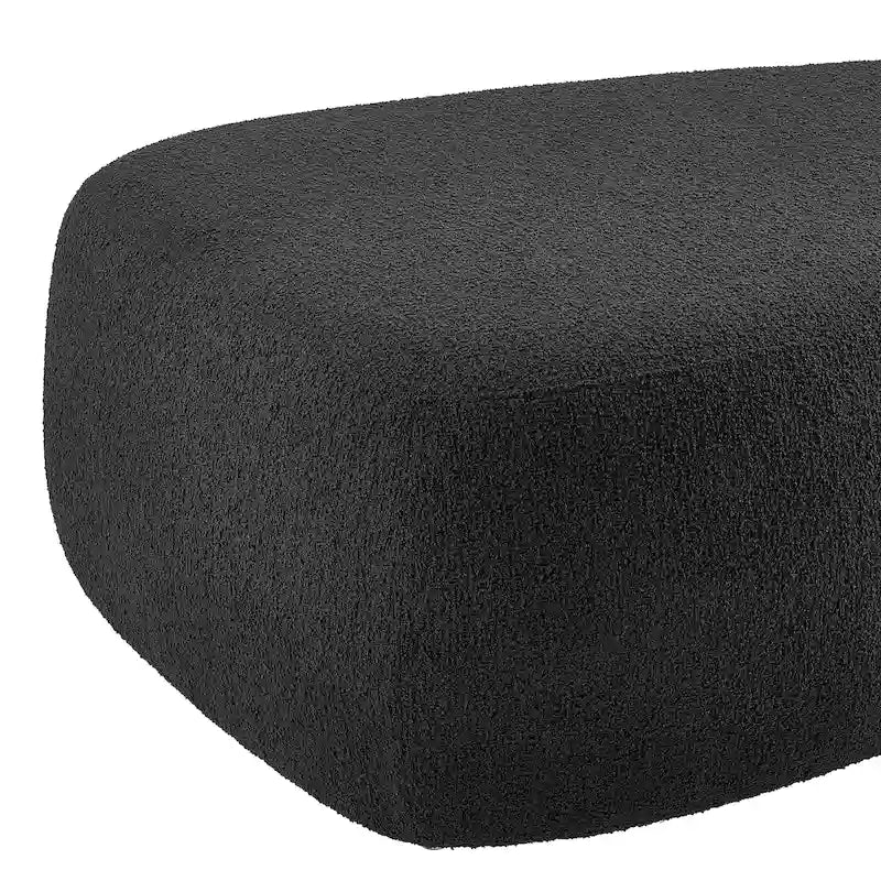 Tabouret de repose-pieds ottoman rond rembourré en boucle, couleur anthracite et beige