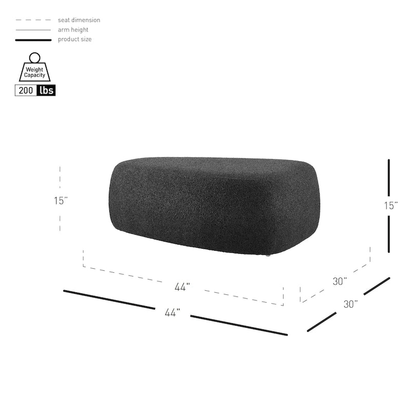 Tabouret de repose-pieds ottoman rond rembourré en boucle, couleur anthracite et beige