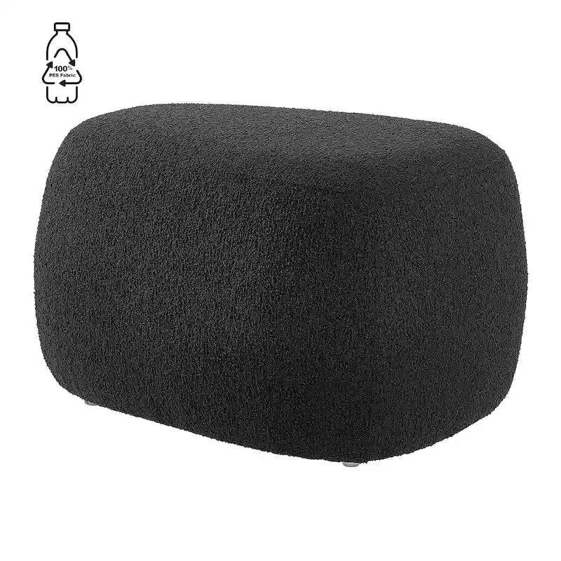 Tabouret de repose-pieds ottoman rond rembourré en boucle, couleur anthracite et beige
