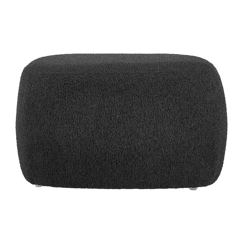 Tabouret de repose-pieds ottoman rond rembourré en boucle, couleur anthracite et beige