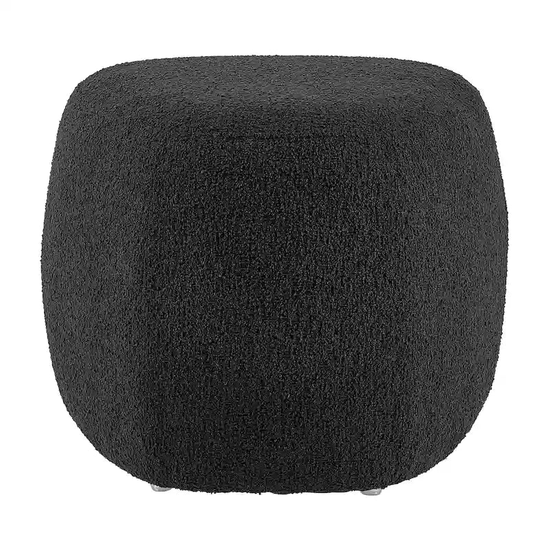 Tabouret de repose-pieds ottoman rond rembourré en boucle, couleur anthracite et beige