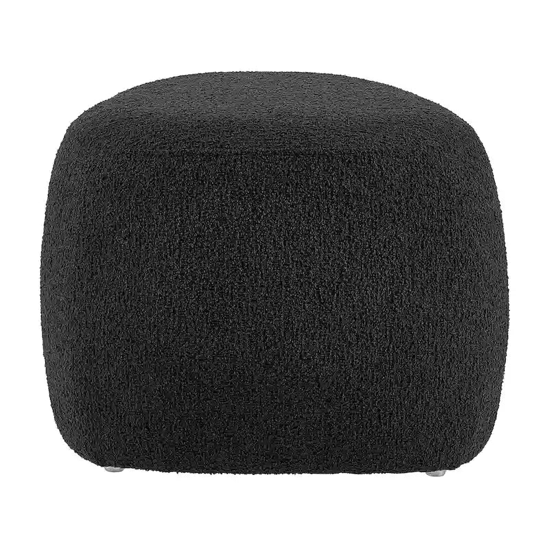 Tabouret de repose-pieds ottoman rond rembourré en boucle, couleur anthracite et beige