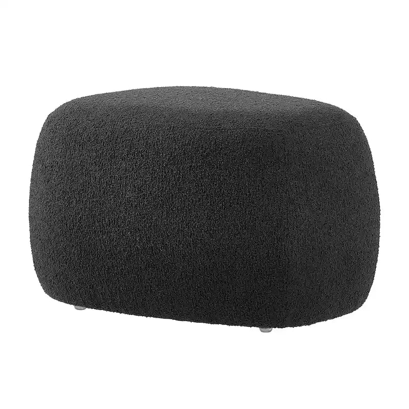 Tabouret de repose-pieds ottoman rond rembourré en boucle, couleur anthracite et beige