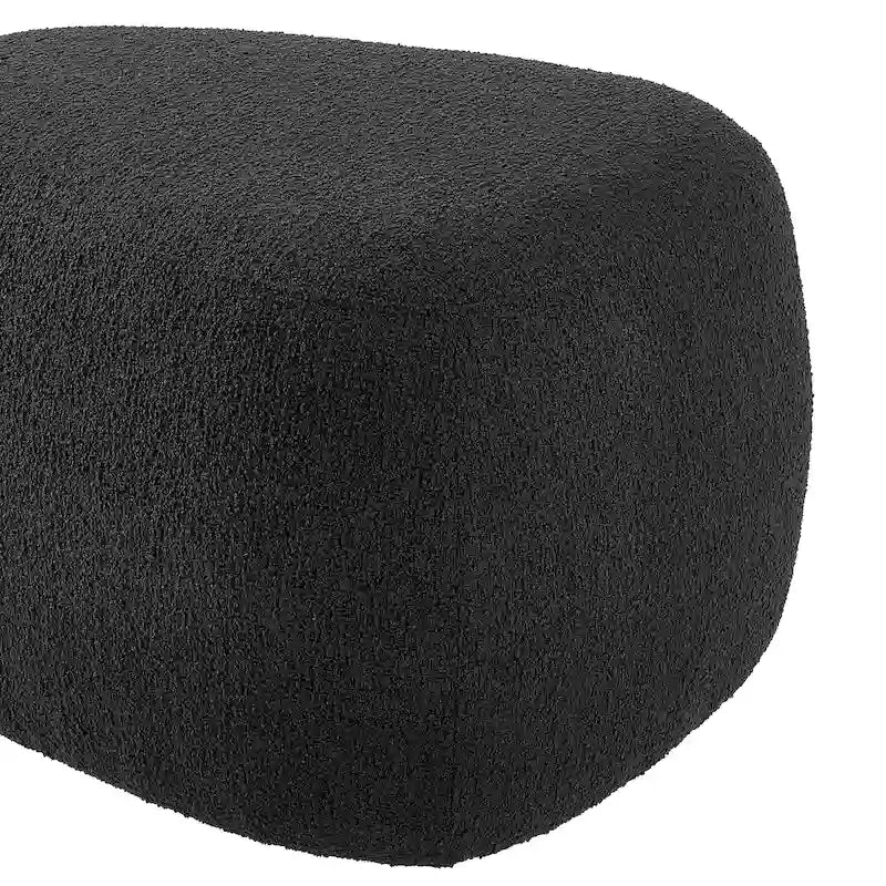 Tabouret de repose-pieds ottoman rond rembourré en boucle, couleur anthracite et beige