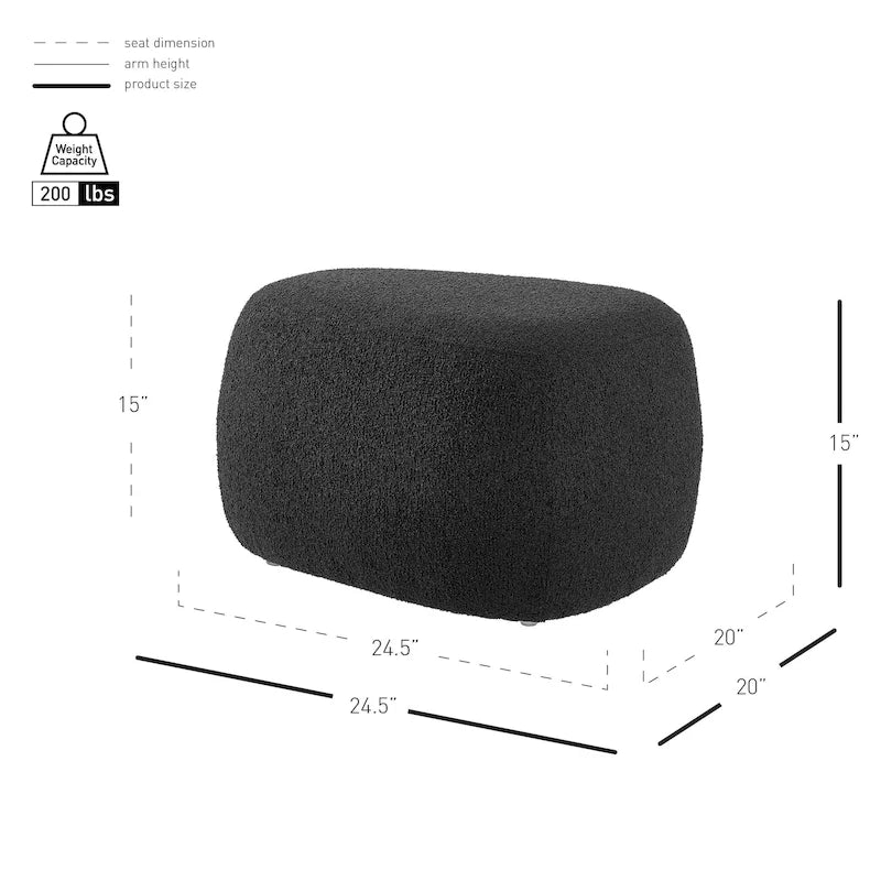Tabouret de repose-pieds ottoman rond rembourré en boucle, couleur anthracite et beige