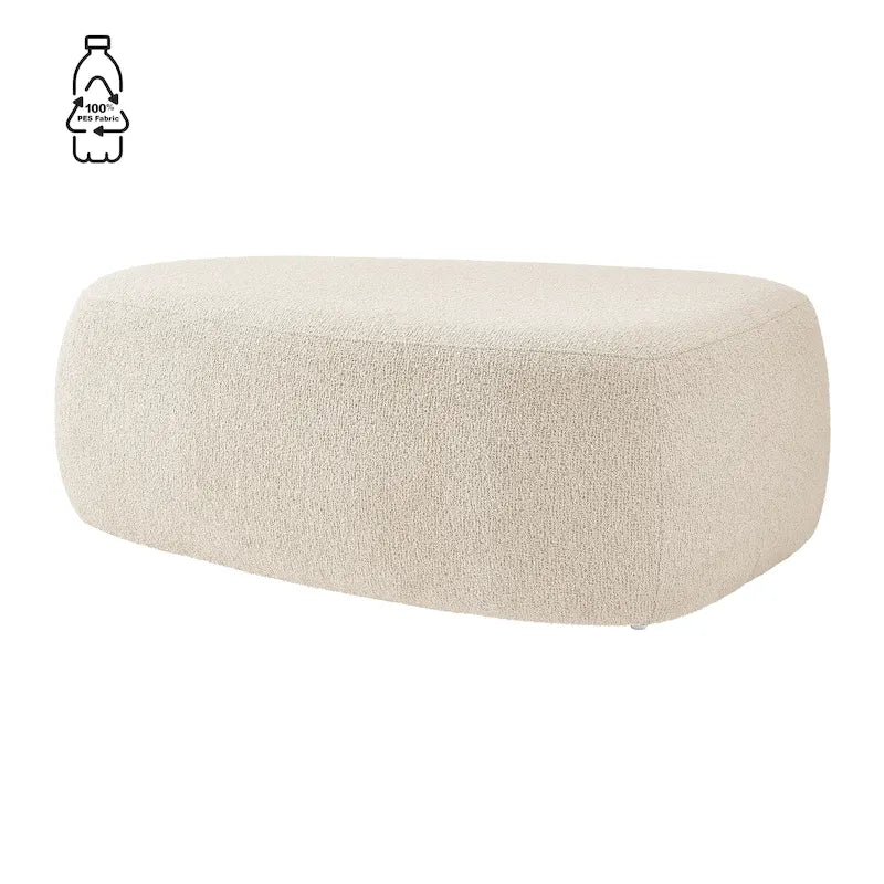 Tabouret de repose-pieds ottoman rond rembourré en boucle, couleur anthracite et beige