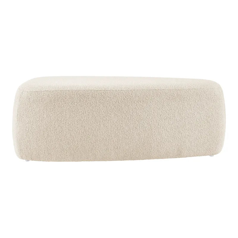 Tabouret de repose-pieds ottoman rond rembourré en boucle, couleur anthracite et beige