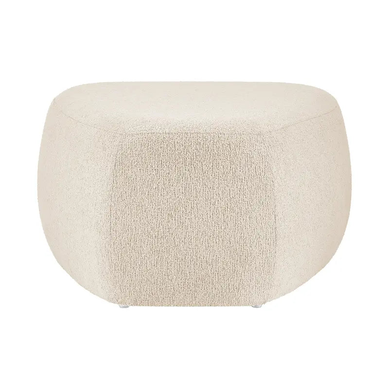 Tabouret de repose-pieds ottoman rond rembourré en boucle, couleur anthracite et beige