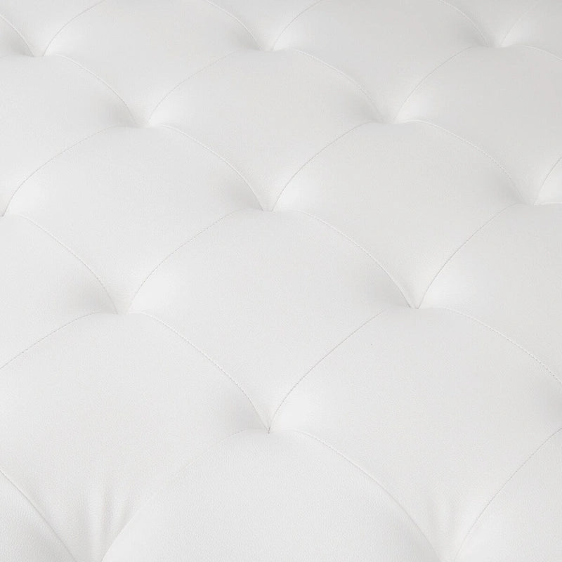 Pouf de cocktail carré en cuir reconstitué touffeté avec cadre en métal thermolaqué