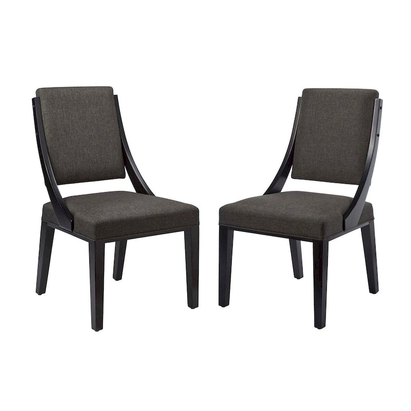 Chaise de salle à manger en tissu rembourré avec pieds en bois d'hévéa massif Beige