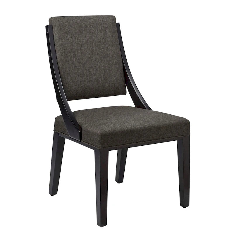Chaise de salle à manger en tissu rembourré avec pieds en bois d'hévéa massif Beige