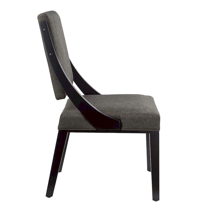 Chaise de salle à manger en tissu rembourré avec pieds en bois d'hévéa massif Beige
