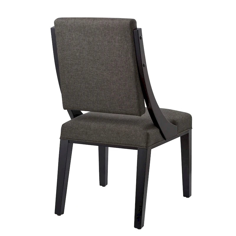 Chaise de salle à manger en tissu rembourré avec pieds en bois d'hévéa massif Beige