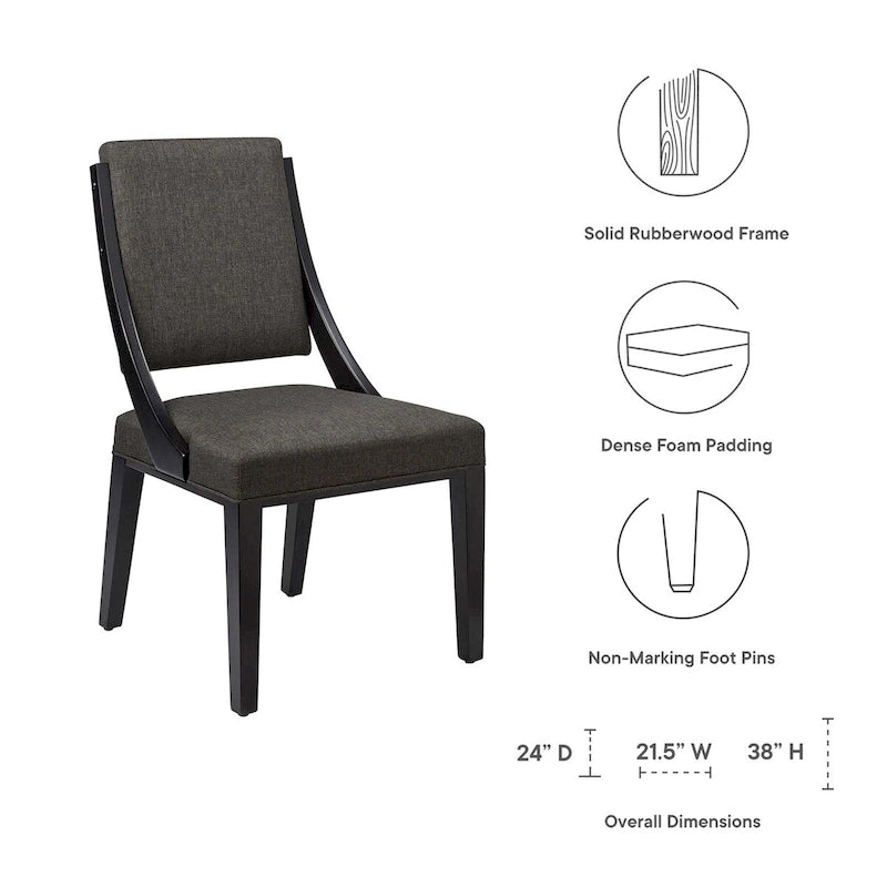 Chaise de salle à manger en tissu rembourré avec pieds en bois d'hévéa massif Beige