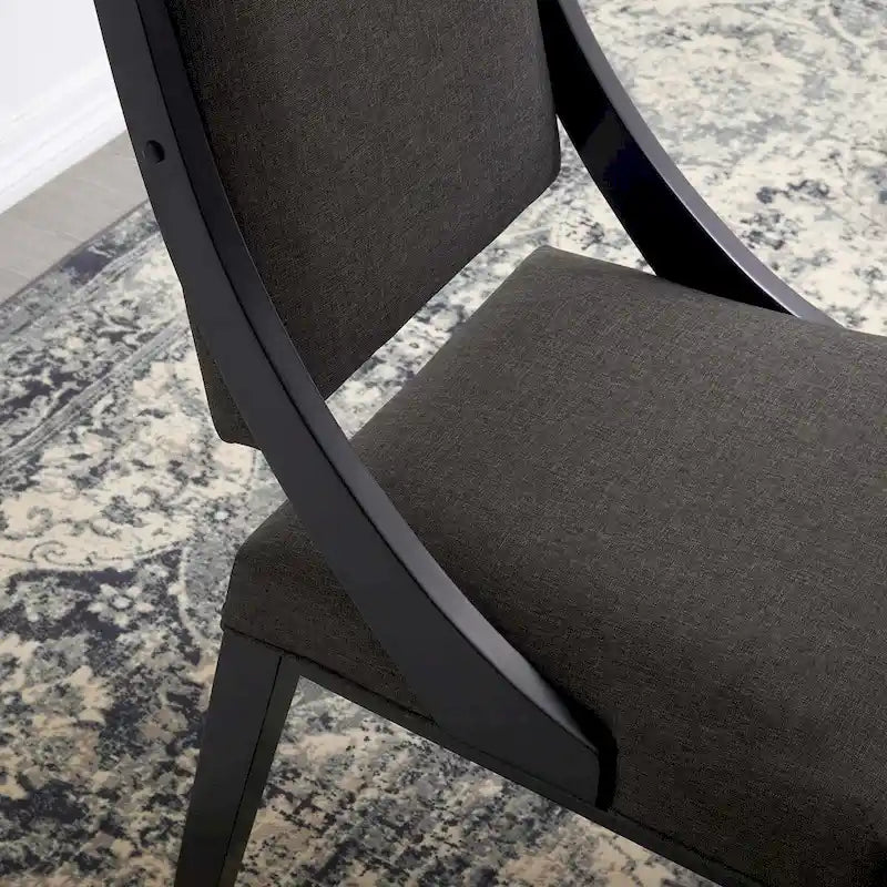 Chaise de salle à manger en tissu rembourré avec pieds en bois d'hévéa massif Beige